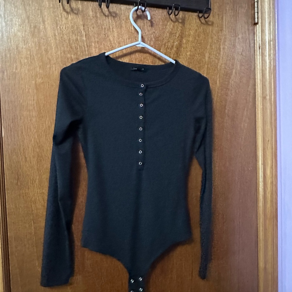 Dynamite Black Button-Front Bodysuit